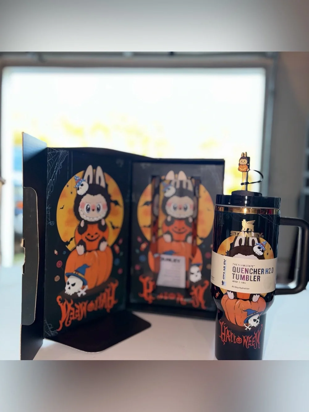 Stanley Halloween Pumpkin Character Tumbler - Black and Orange